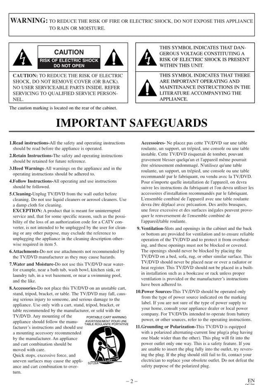 Philips 6513DE TV/DVD Combo Operating Manual