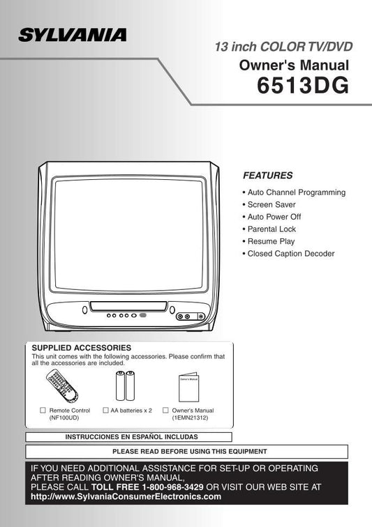 Philips 6513DG NF100UD TV/DVD Combo Operating Manual