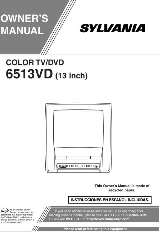 Philips 6513VD TV/DVD Combo Operating Manual