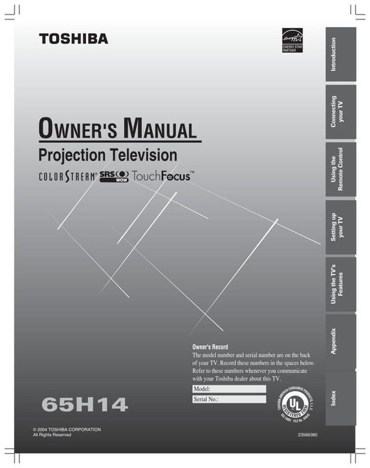 Toshiba 65H14OM TV Operating Manual