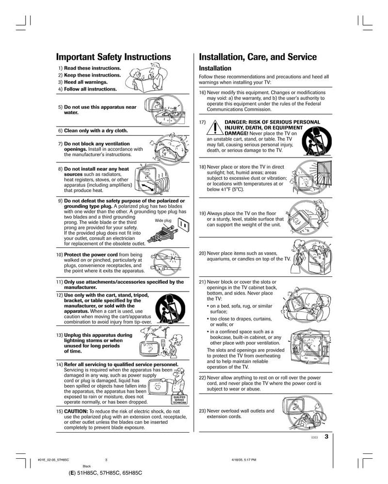 Toshiba 51H85C 57H85C 65H85C TV Operating Manual