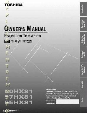 Toshiba 65HX81OM TV Operating Manual