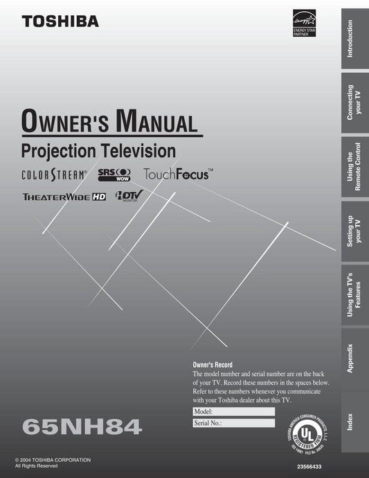 Toshiba 65NH84 TV Operating Manual