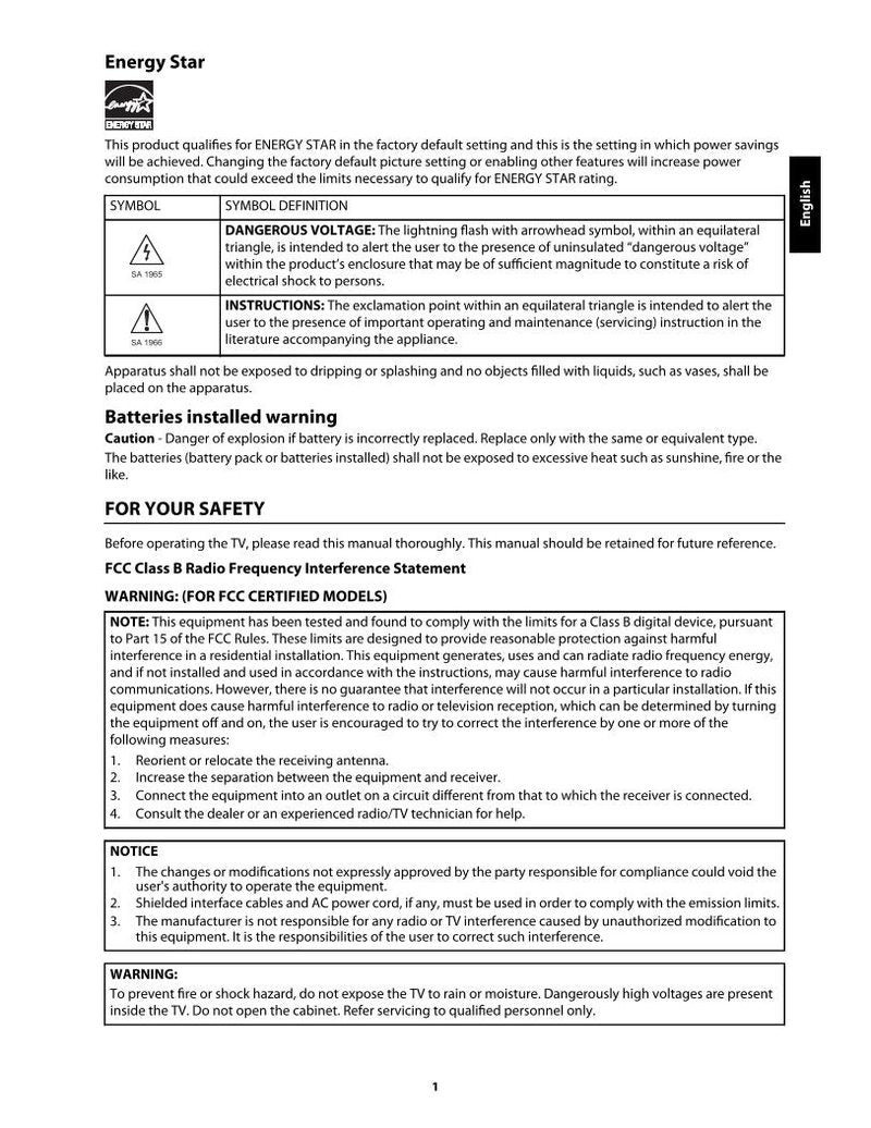 Haier 65 UG 6550G TV Operating Manual