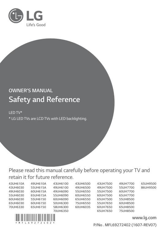 LG 65 UH 7700OM TV Operating Manual