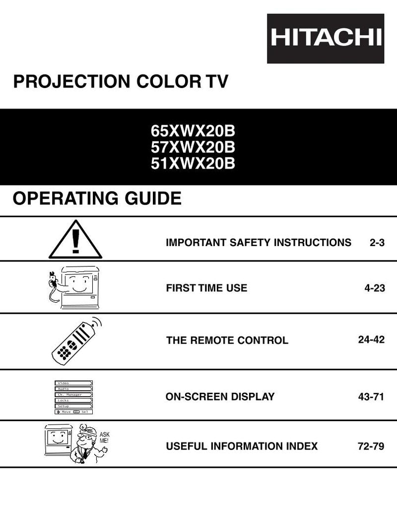 Hitachi 51 XWX 20B 57 65 TV Operating Manual