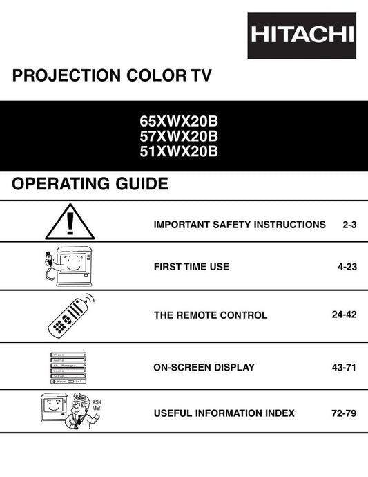Hitachi 51 XWX 20B 57 65 TV Operating Manual
