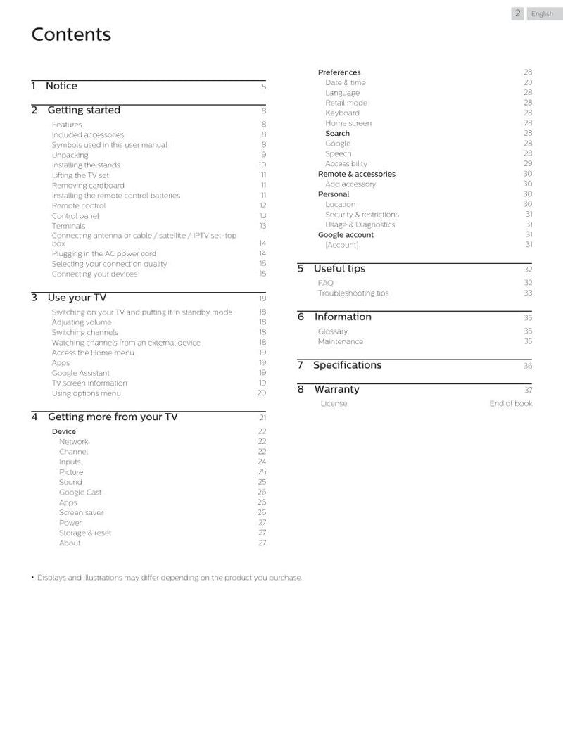 Philips 65PFL5504/F7 TV Operating Manual