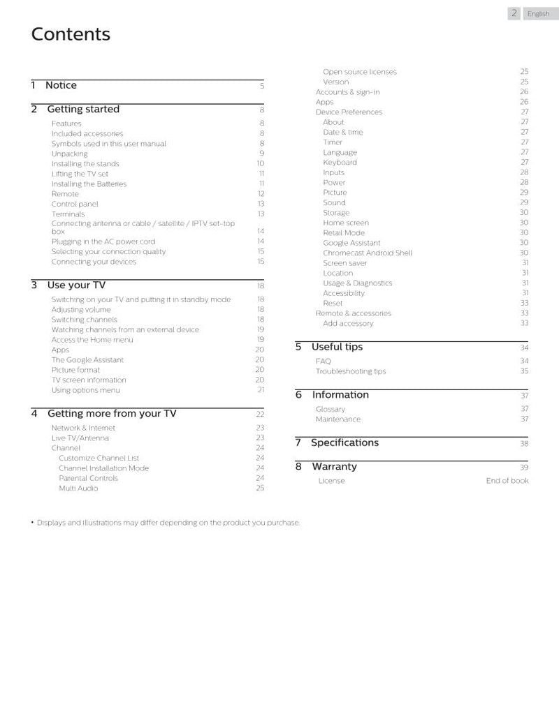 Philips 65PFL5704/F7 TV Operating Manual