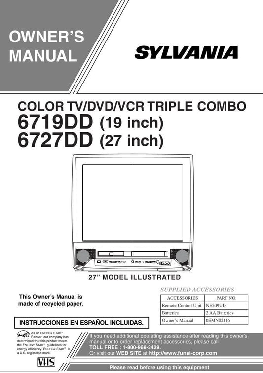 Philips 19TVD3S 6719DD 6719DDS DVD Player Operating Manual