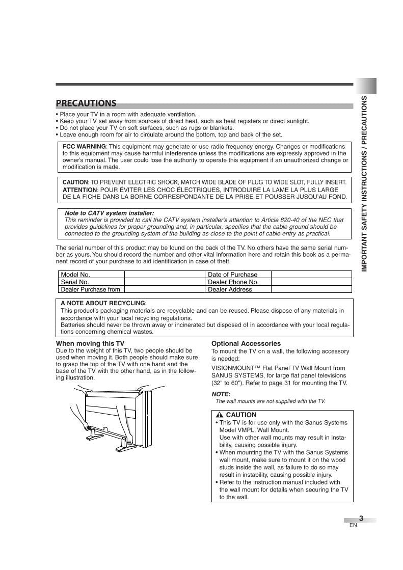 Funai 6842THG TV Operating Manual