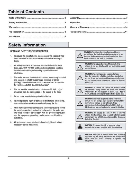 Home Decorators Collection 26668 68-ATR ALTURA Ceiling Fan Operating Manual