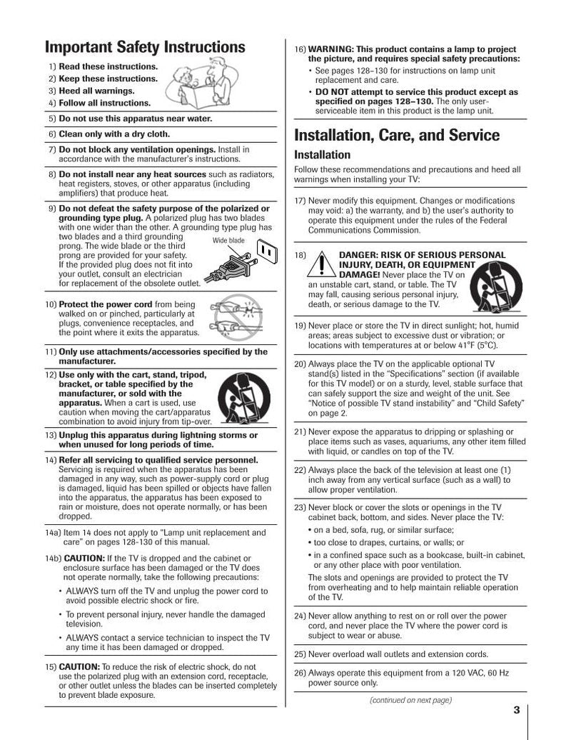 Toshiba 56MX195 62MX195 72MX195 TV Operating Manual