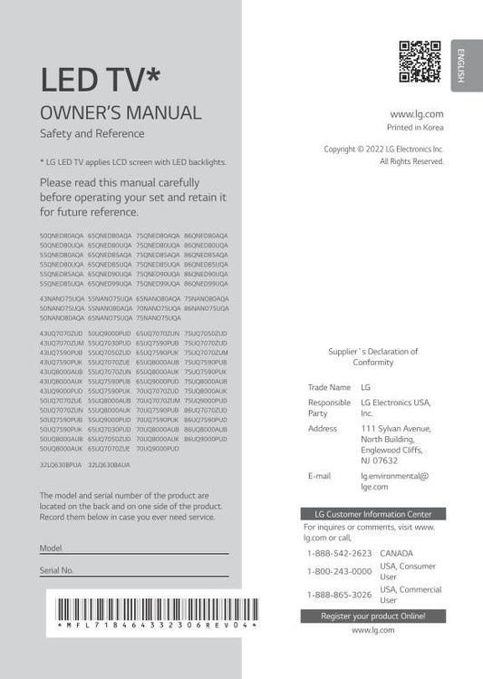 LG 75 UQ 7070ZUD TV Operating Manual