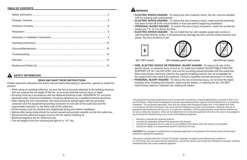 Harbor Breeze 00724 Mazon Ceiling Fan Ceiling Fan Operating Manual