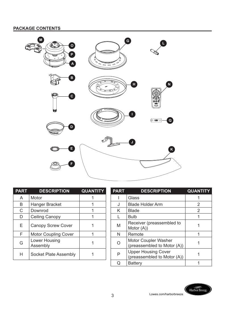 Harbor Breeze 0464466SANTAANACEILINGFANOM Ceiling Fan Operating Manual