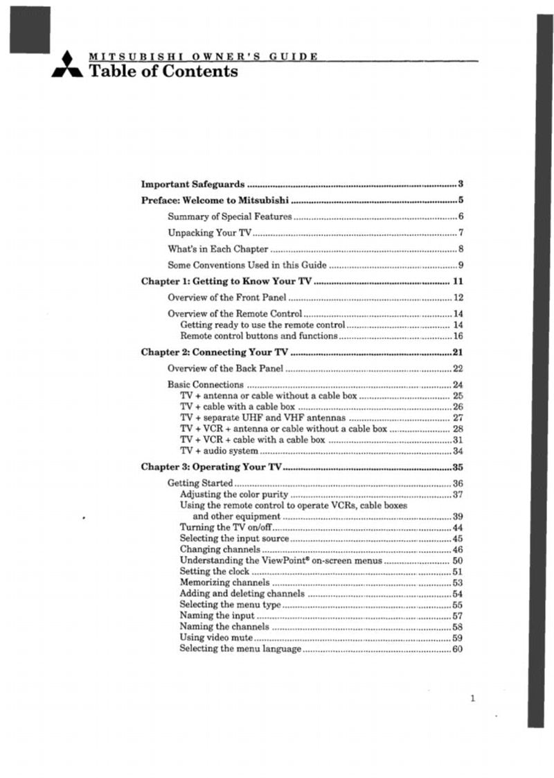 Mitsubishi CK32310 CK36310 CS32309 TV Operating Manual