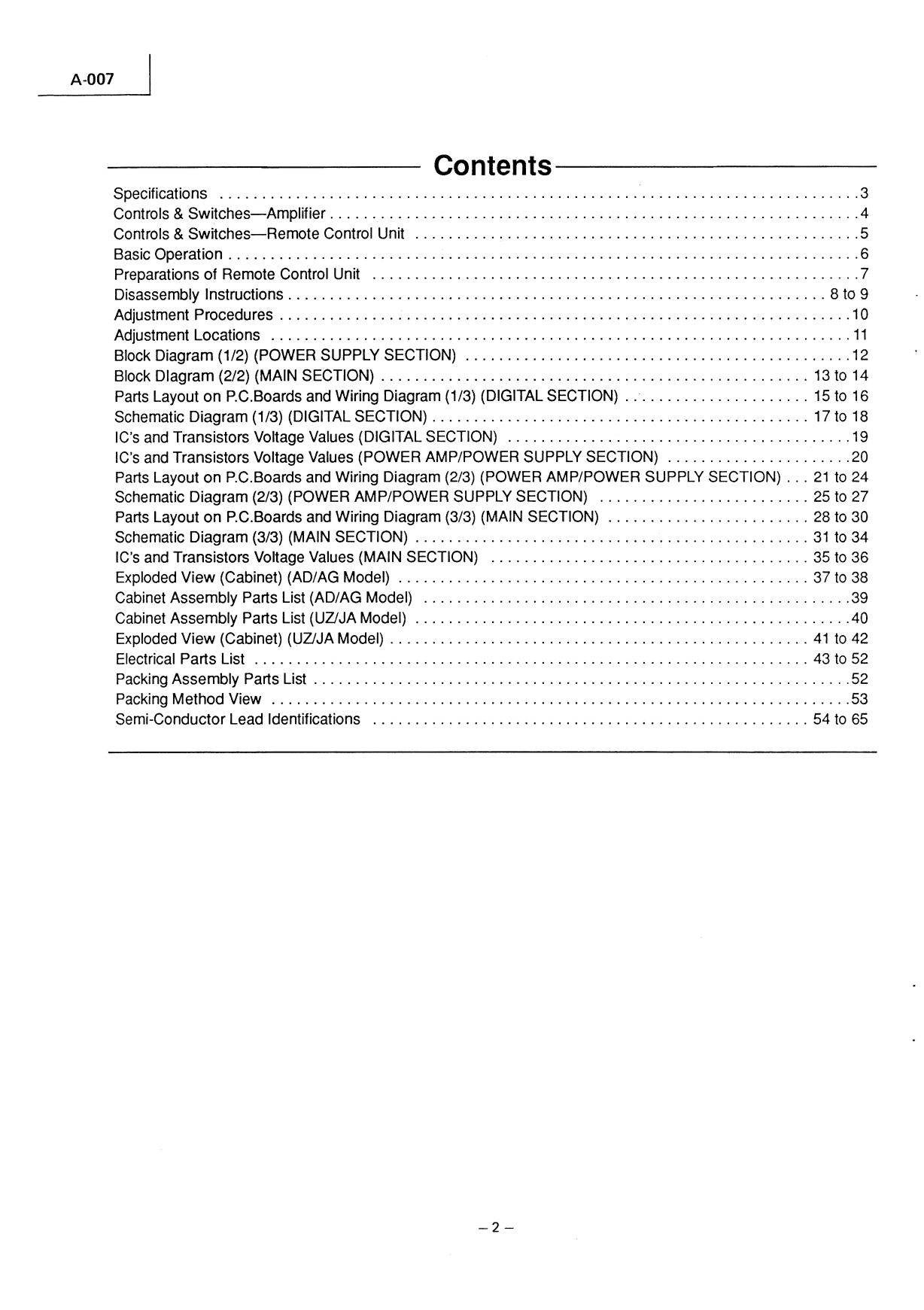 Luxman A-007 Stereo Amplifier Service Manual (Pages: 34)