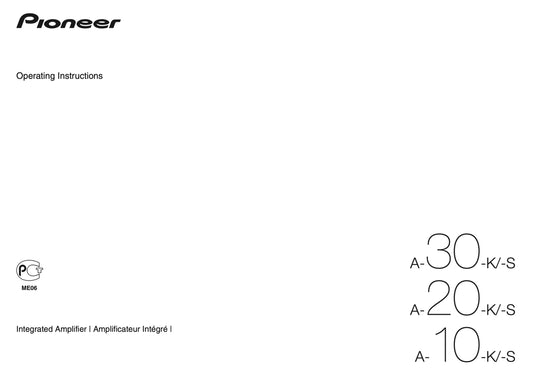 Pioneer A-10, A-20 & A-30 Amplifier Owner/ User Manual (Pages: 14)