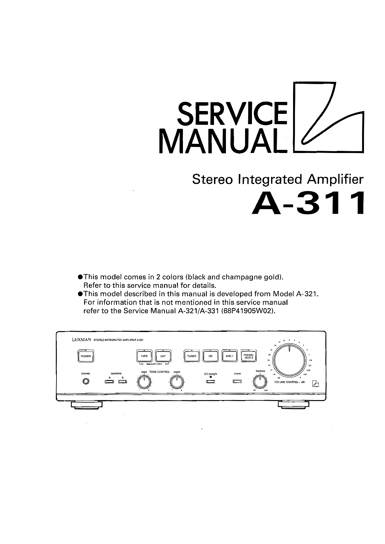 Luxman A-311 Stereo Amplifier Service Manual (Pages: 28)