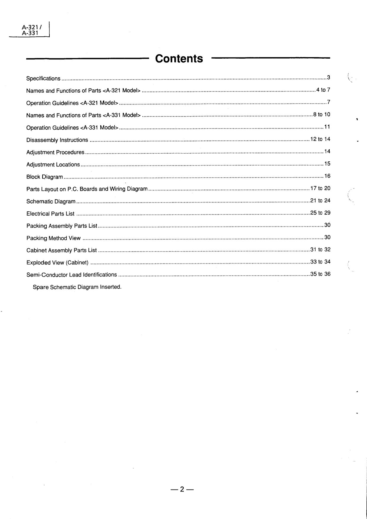 Luxman A-321 & A-331 Stereo Amplifier Service Manual (Pages: 37)