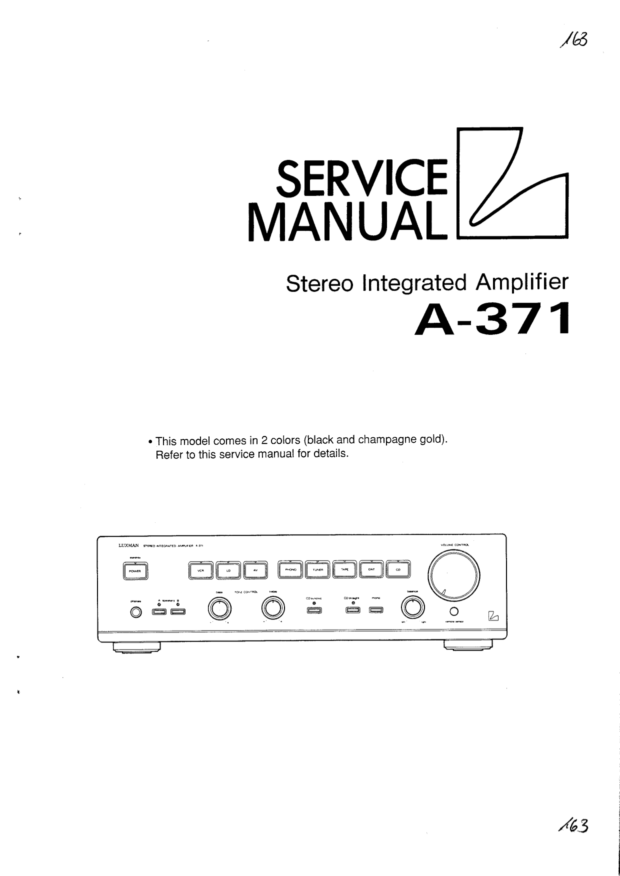 Luxman A-371 Stereo Amplifier Service Manual (Pages: 45)