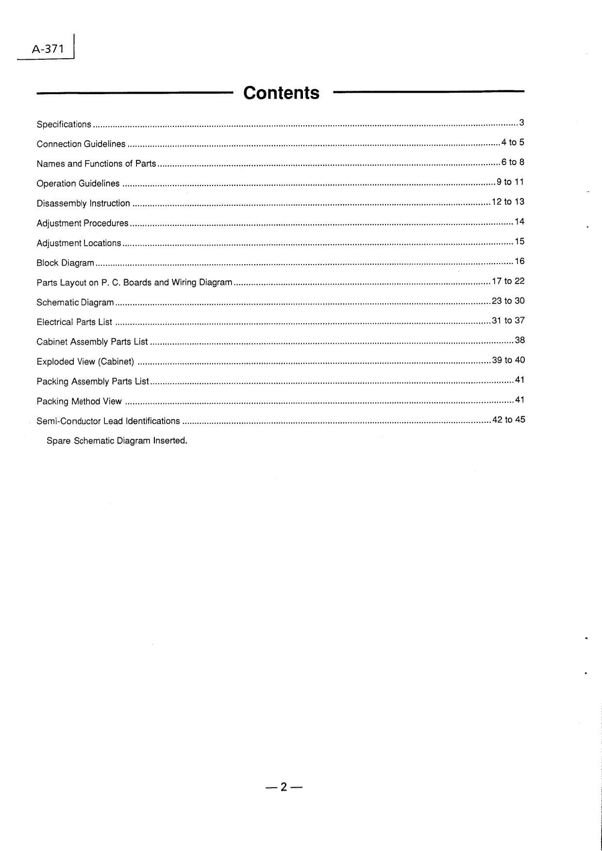 Luxman A-371 Stereo Amplifier Service Manual (Pages: 45)