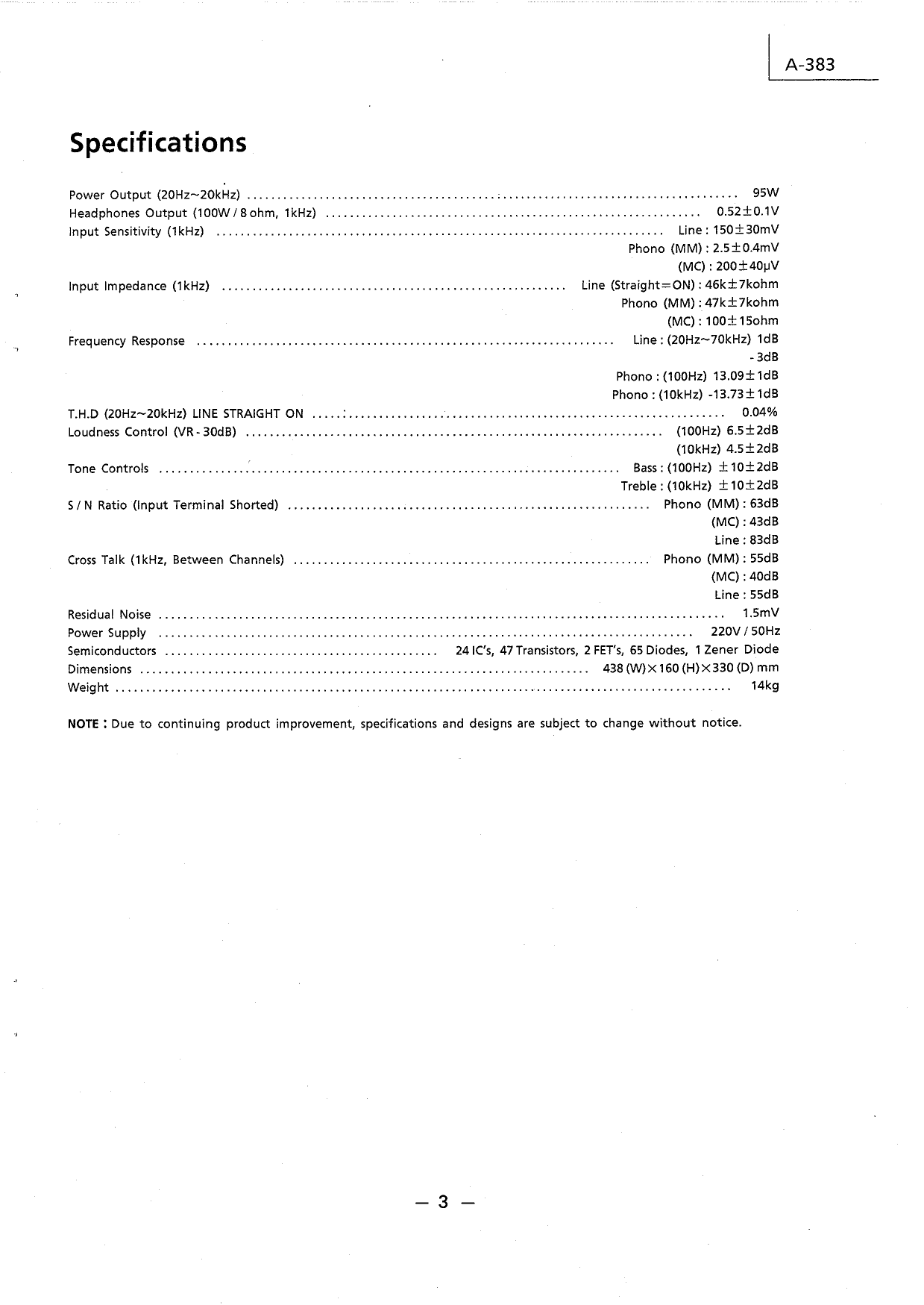 Luxman A-383 Stereo Amplifier Service Manual (Pages: 18)