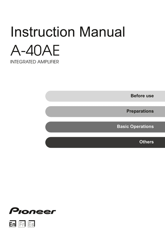 Pioneer A-40AE Amplifier Owner/ User Manual (Pages: 24)