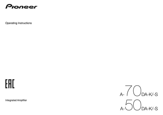 Pioneer A-50DA & A-70DA Amplifier Owner/ User Manual (Pages: 17)