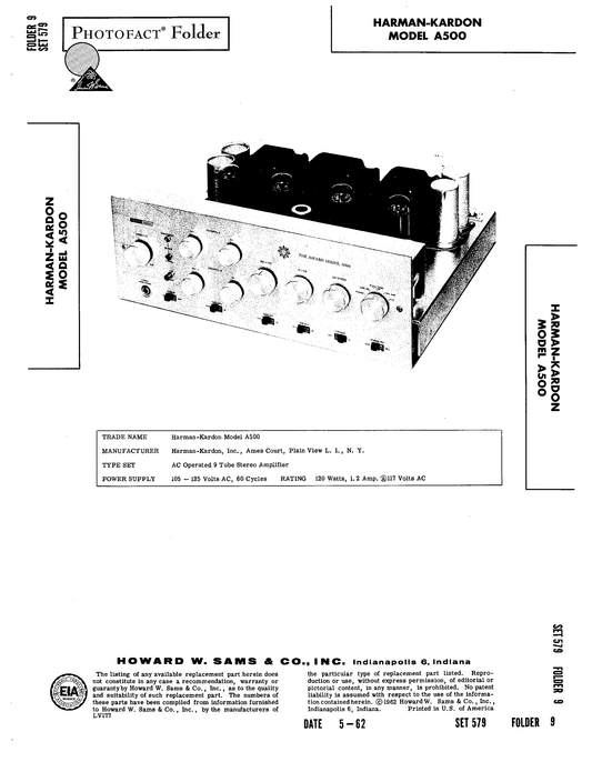 Yamaha A500 Amplifier Service Manual (Pages: 18)