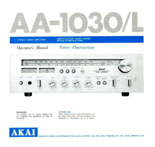 Akai AA-1030 Stereo Receiver Owner & Service Manual (Pages: 53)