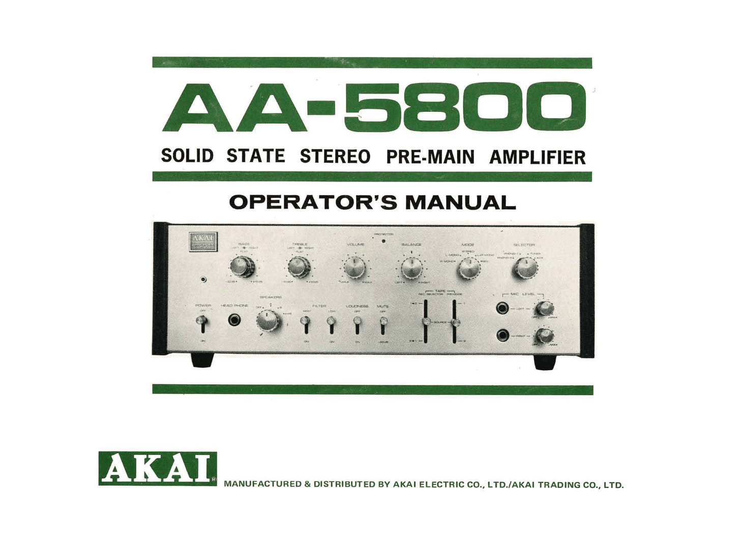 Akai AA-5200, AA-5500 & AA-5800 Stereo Receiver Owner & Service Manual (Pages: 43)