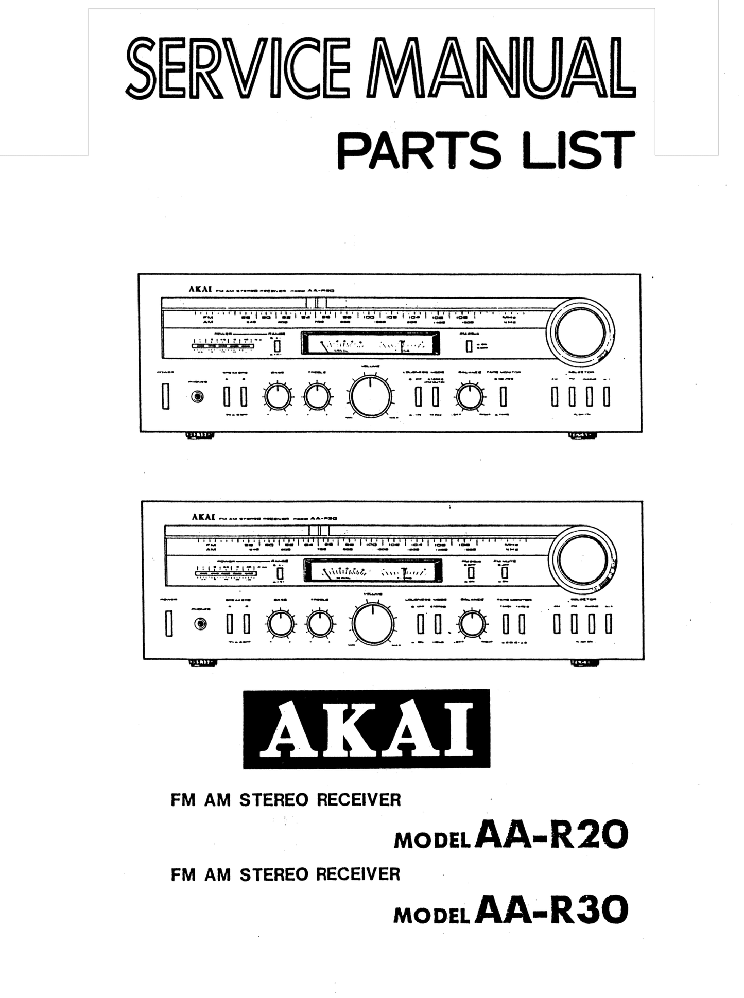 Akai AA-R20 & AA-R30 Stereo Receiver Owner & Service Manual (Pages: 46)