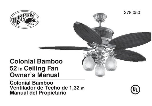 Hampton Bay AC375 Colonial Bamboo 52 in. Ceiling Fan Operating Manual