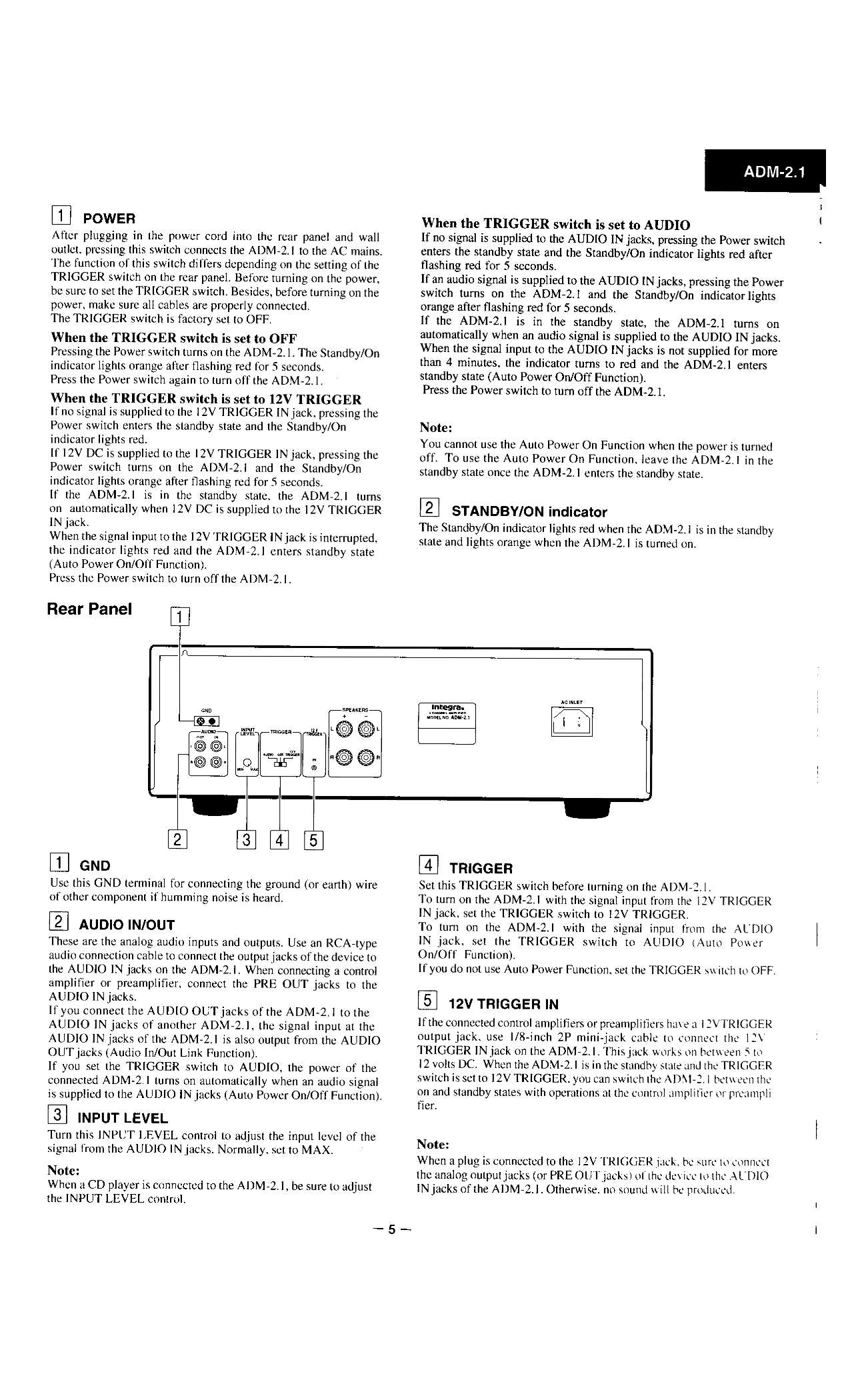 Integra ADM-2.1 Amplifier Service Manual (Pages: 12)