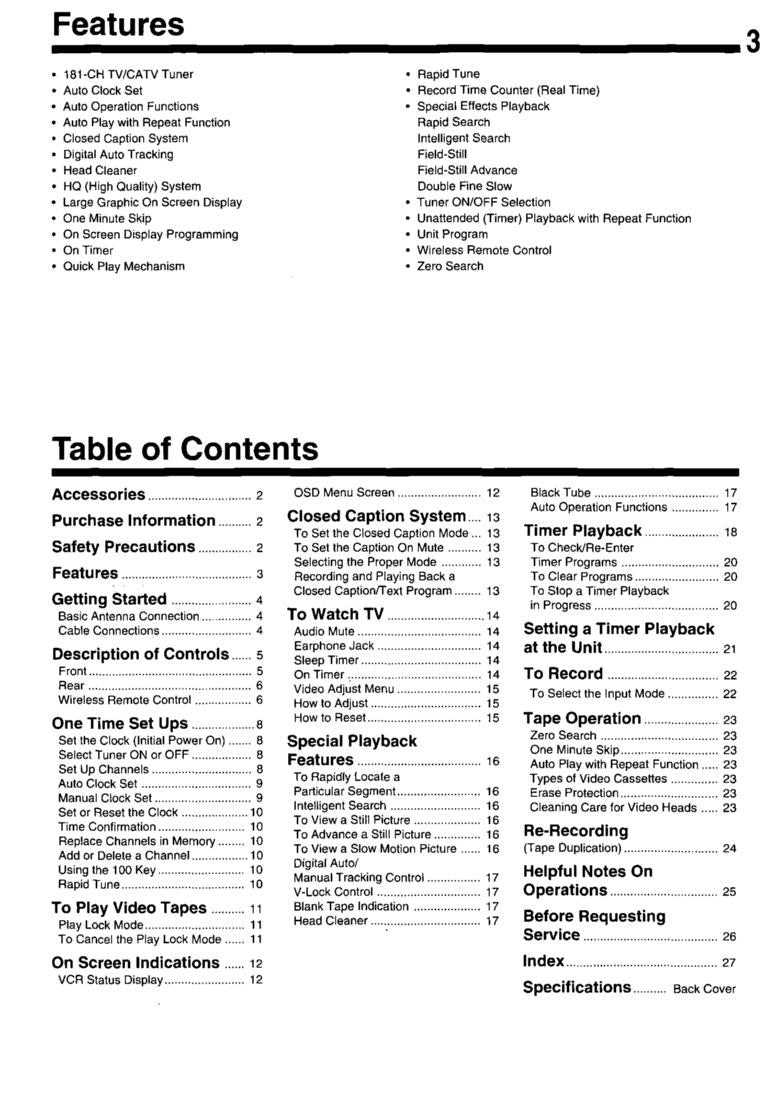 Panasonic AG513E AG520E TV/VCR Combo Operating Manual