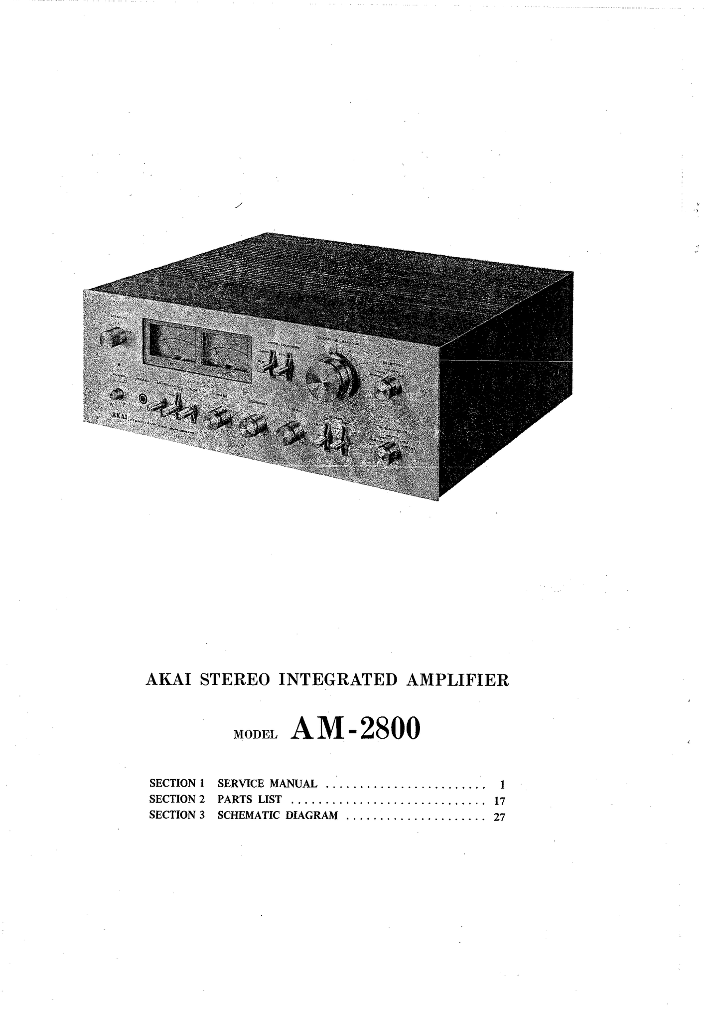 Akai AM-2800 Stereo Integrated Amplifier Service Manual (Pages: 27)