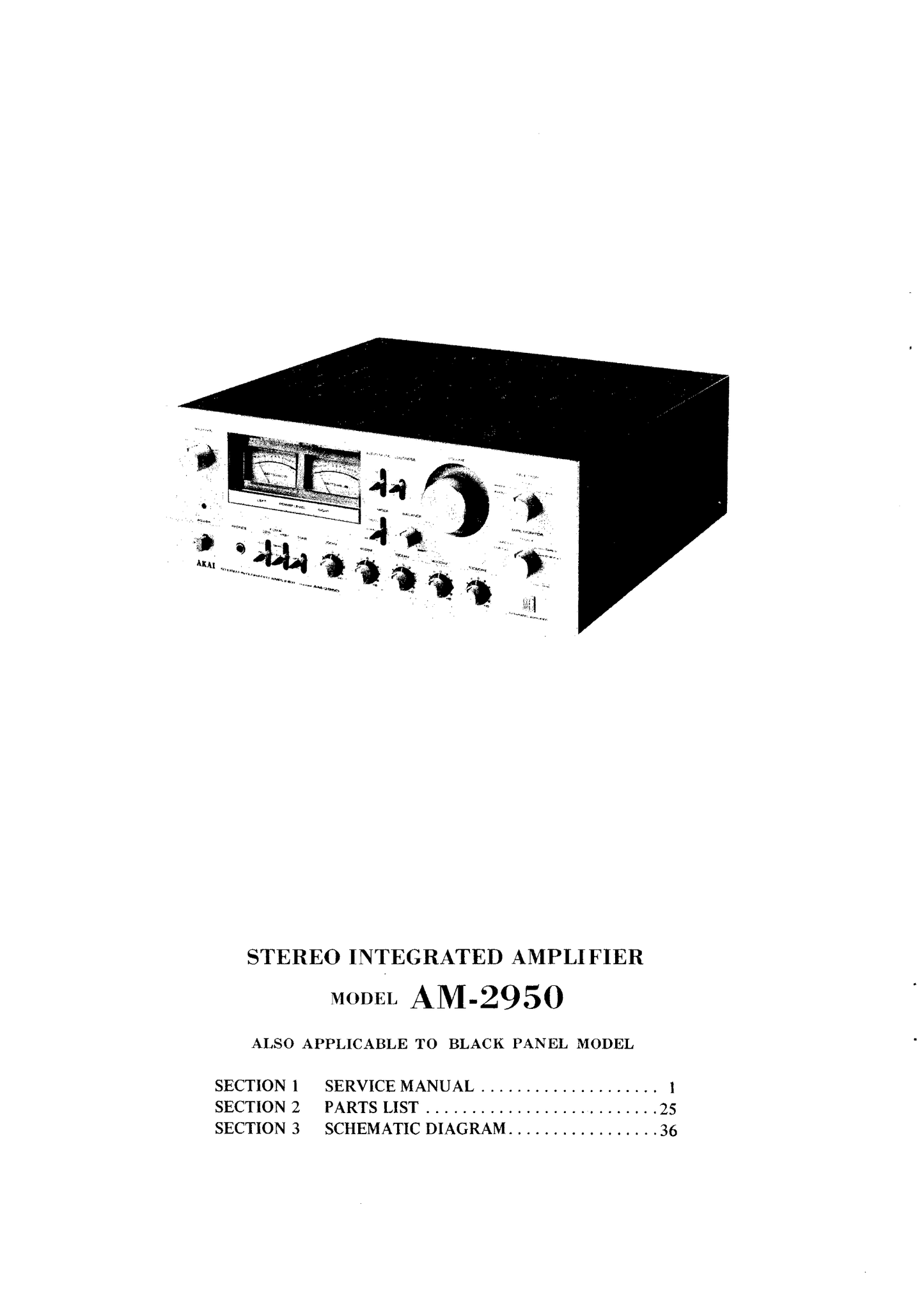 Akai AM-2950 Stereo Integrated Amplifier Service Manual (Pages: 36)