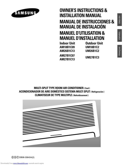 Samsung AM27 B1 C13 Air Conditioner Unit Operating Manual