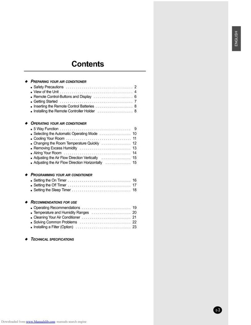 Samsung AM27B1C13 Air Conditioner Unit Operating Manual