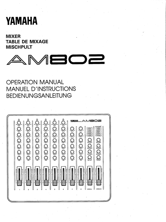 Yamaha AM802 Mixer Owner/ User Manual (Pages: 38)