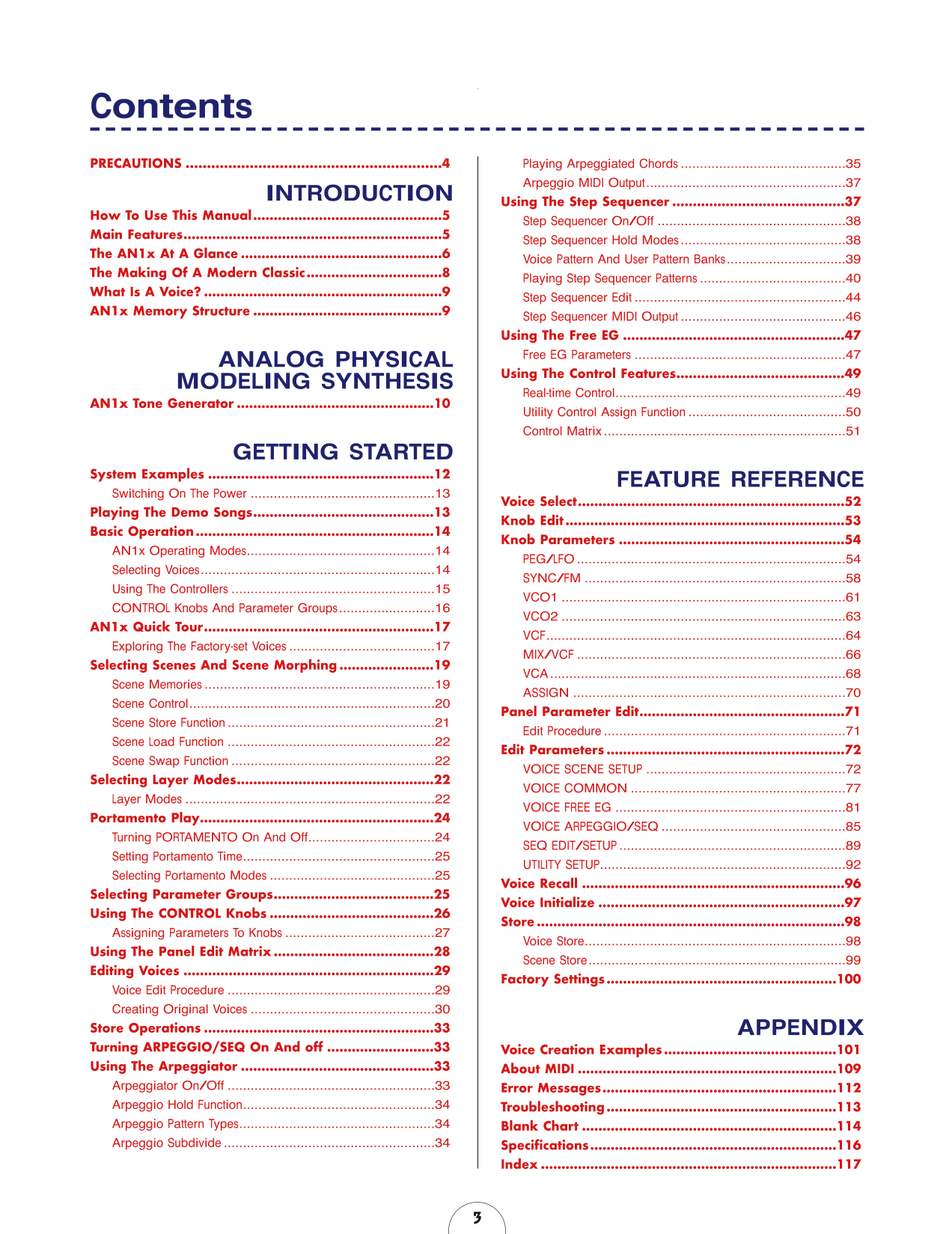 Yamaha AN1x Control Synthesizer Owner/ User Manual (Pages: 122)