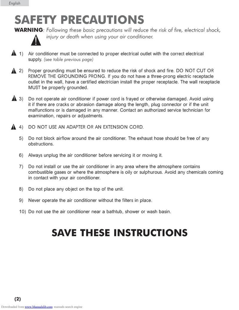 Amana AP077R Air Conditioner Unit Operating Manual