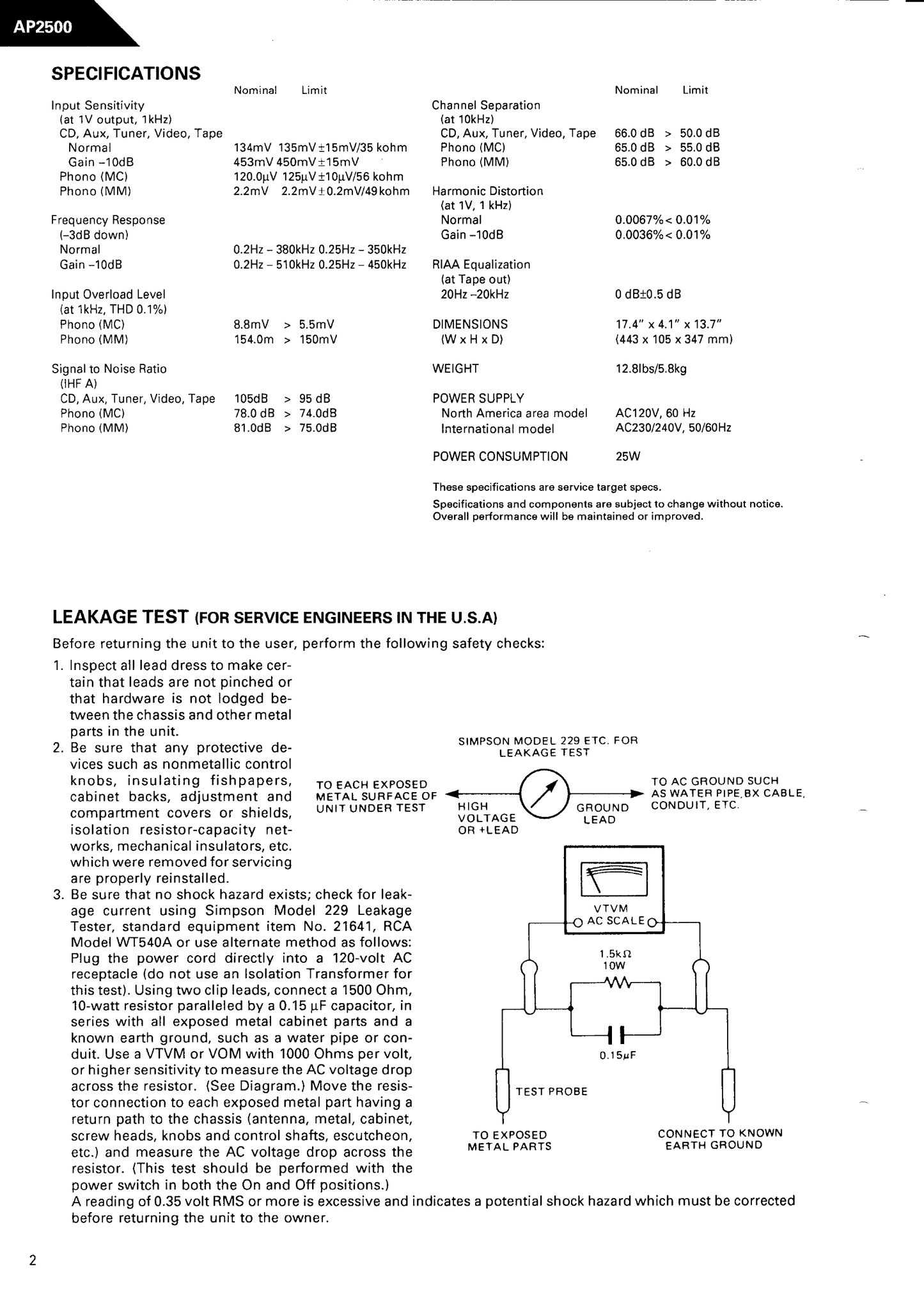 Harman/ Kardon AP2500 Stereo Preamplifier Owner & Service Manual (Pages: 27)