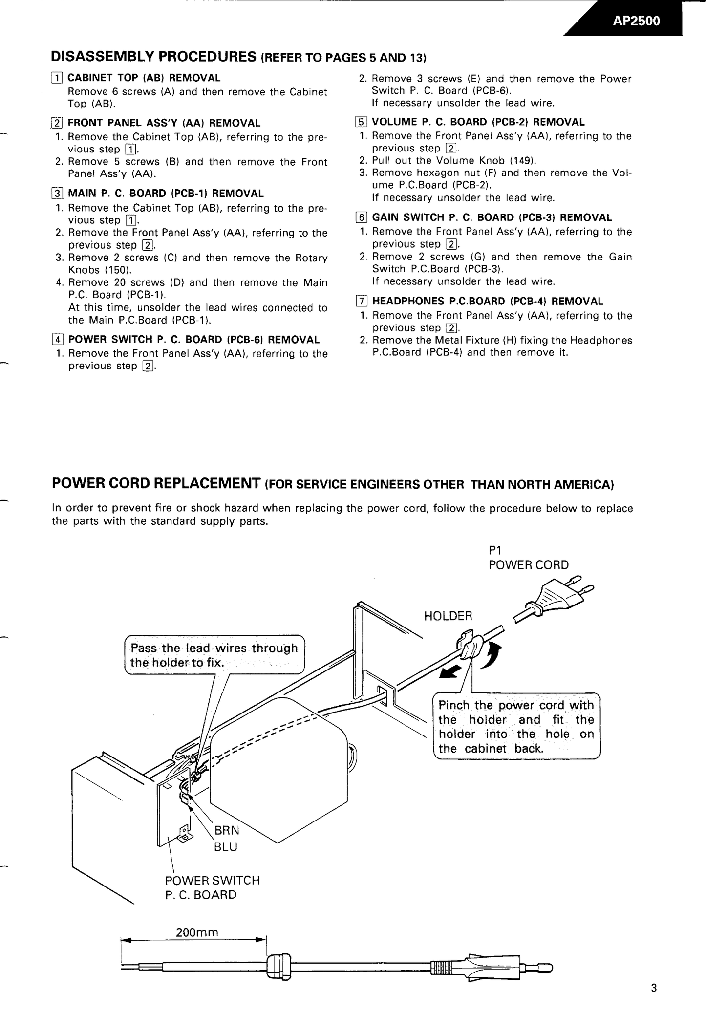 Harman/ Kardon AP2500 Stereo Preamplifier Owner & Service Manual (Pages: 27)