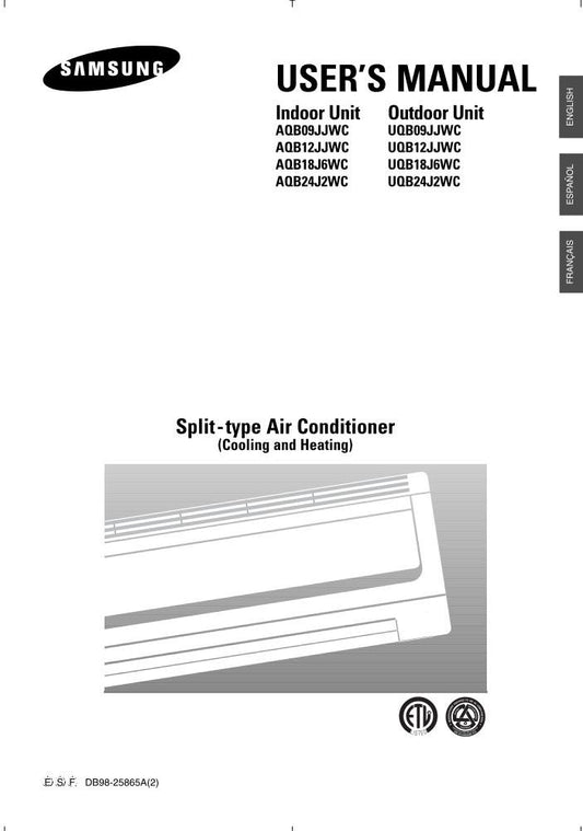 Samsung AQB09 JJWC AQB12 AQB18 J6 WC Air Conditioner Unit Operating Manual