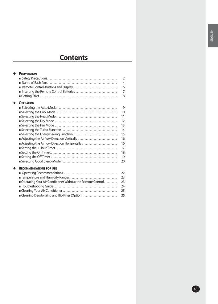 Samsung AQV09JA AQV09JAKCV AQV12JA Air Conditioner Unit Operating Manual