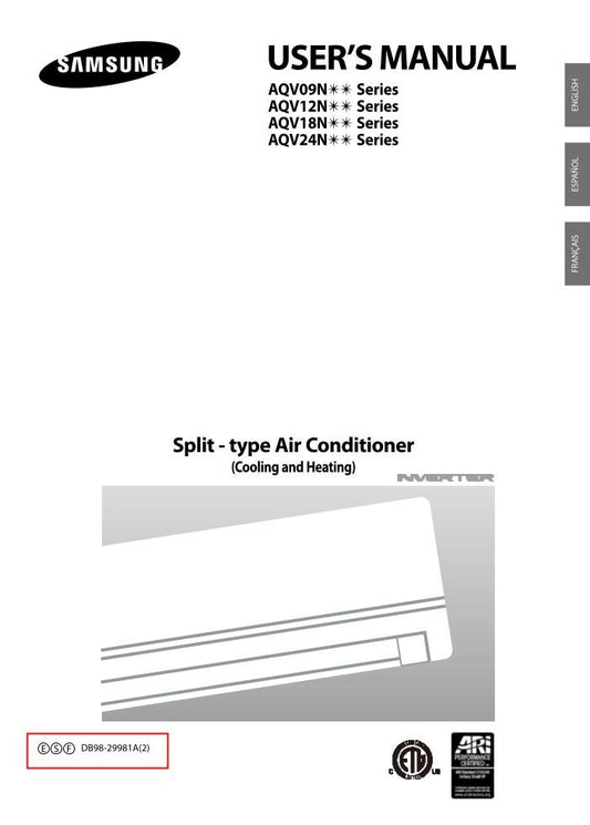 Samsung AQV09 N NSD NSDX Air Conditioner Unit Operating Manual