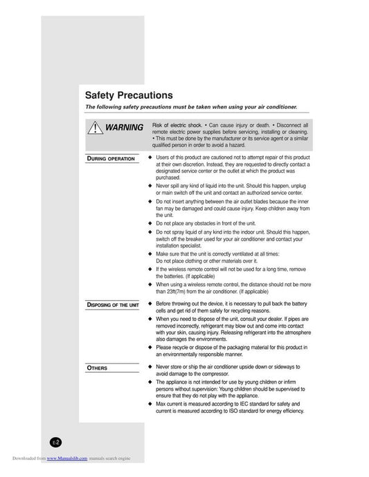 Samsung AS07A56MA AS07A6MA AS09A56MAF Air Conditioner Unit Operating Manual